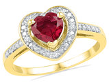 1.00 Carat (ctw) Lab-Created Ruby Heart Ring in 10K Yellow Gold
